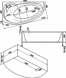 Bas Акриловая ванна Флорида 160x88 R с гидромассажем – фотография-4